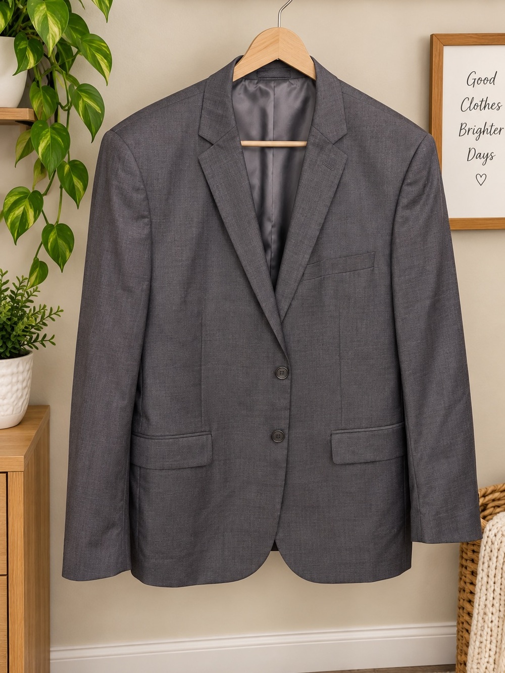 Alain Dupetit Men’s Light Gray 2 Button Suit Jacket Blazer 50R / 44W